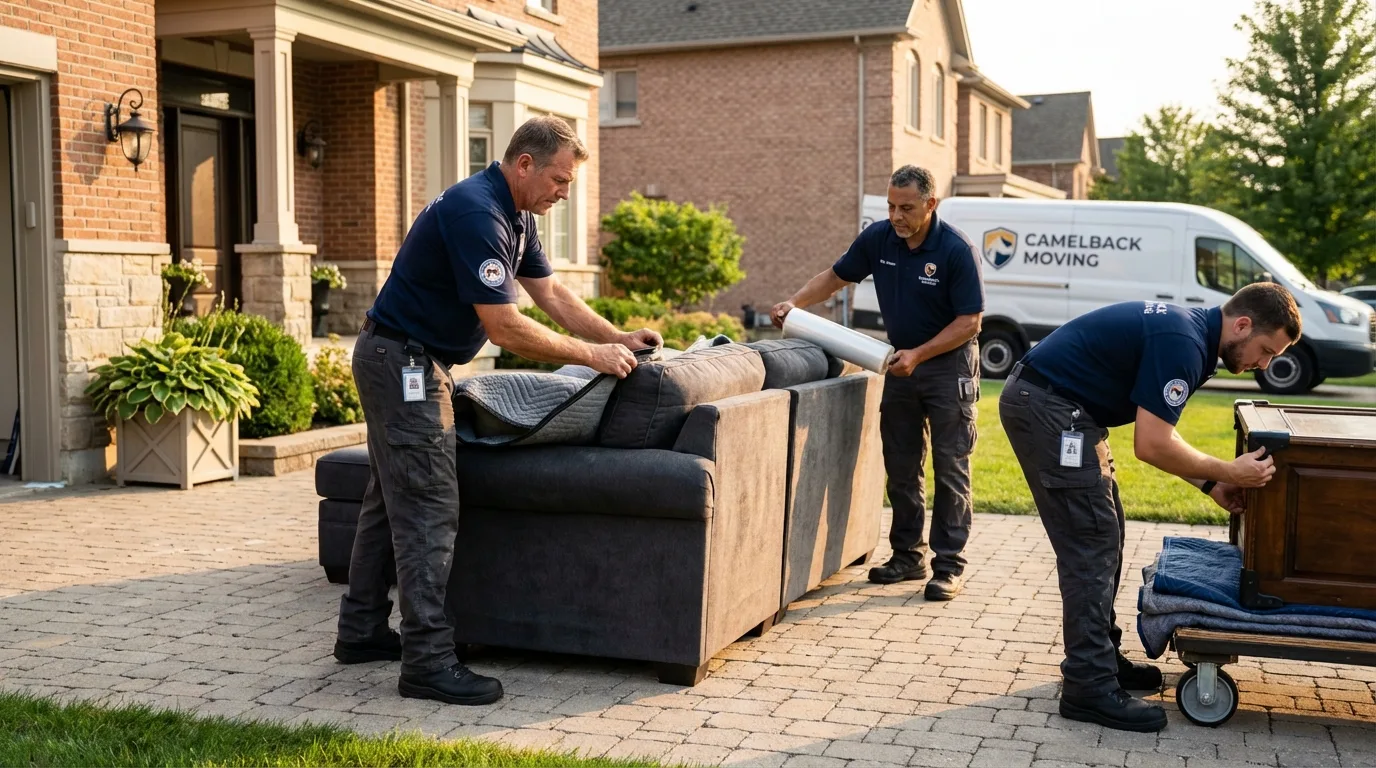 Large estate moving crew wrapping furniture in Leavenworth, KS
