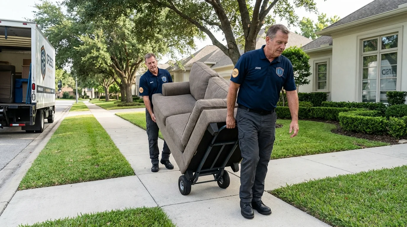 Local residential moving crew loading furniture in Leavenworth, KS